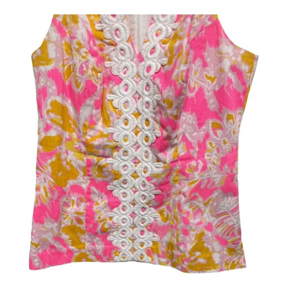 Lilly Pulitzer Magnolia Top Kir Pink Orange Royal Ohh La La Halter Tank Sz 2 View 4